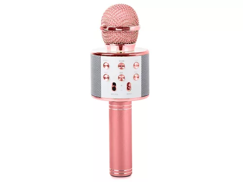 Bluetooth vezeték nélküli mikrofon karaoke hangszóró hangmodulátor rózsaszín