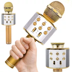   Bluetooth vezeték nélküli mikrofon karaoke hangszóró hangmodulátor arany