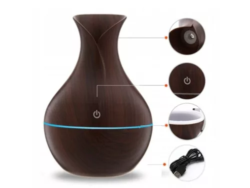 Levegő párásító aroma diffúzor aromaterápia rgb megvilágítás usb barna