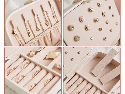 Ékszerdoboz elegáns tágas doboz rózsaszín