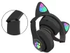 Vezeték nélküli fejhallgató bluetooth rádió fm mp3 macskafül led háttérvilágítással fekete