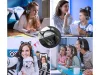Vezeték nélküli fejhallgató bluetooth rádió fm mp3 macskafül led háttérvilágítással fekete
