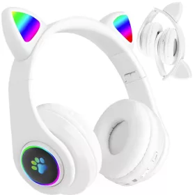   Vezeték nélküli fejhallgató bluetooth rádió fm mp3 macska füles led háttérvilágítással