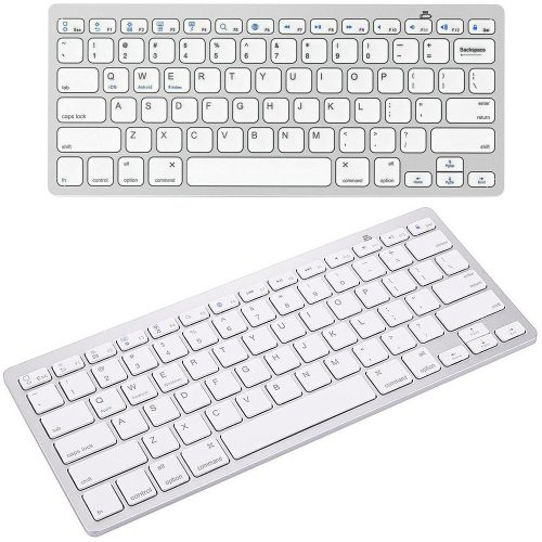 Vezeték nélküli Bluetooth billentyűzet pc ipad mac, vékony, angol, fehér