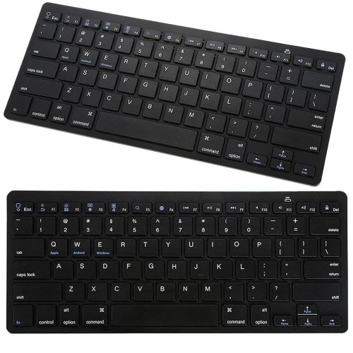 Vezeték nélküli Bluetooth billentyűzet pc ipad mac, vékony, angol, fekete