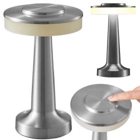   Éjjeli lámpa asztali érintőlámpa 3 lépcsős hálószoba lámpa vezeték nélküli ezüst