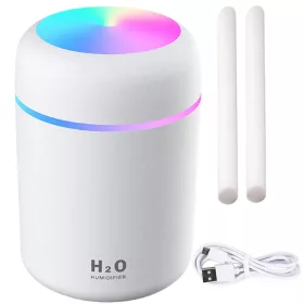   Mini párásító légdiffúzor aromaterápiás köd usb rgb fehér