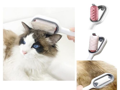 3 az 1-ben szilikon kutyaszőrkefe szőrmosó macskáknak rózsaszín