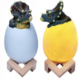   Dinoszaurusz éjszakai lámpa triceratops egg rgb led izzó tojás gyerekeknek színes