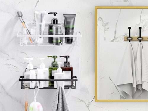 Tetőtéri fürdőszoba zuhanypolc 4x akasztóval