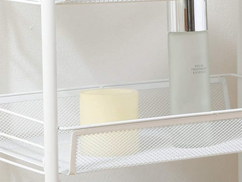 Fürdőszoba polcos konyhaszekrény kerekeken fém állvány három szinten 3