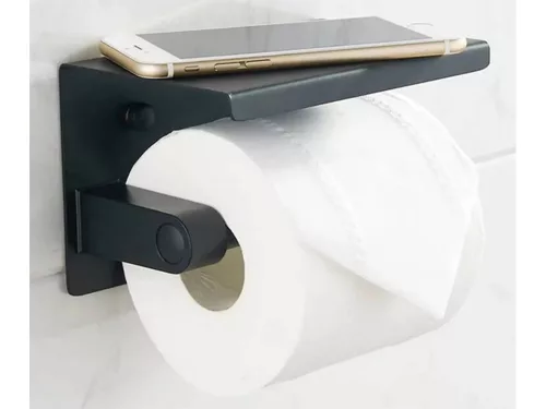 Wc-papír tartó telefon polccal fekete loft wc acél
