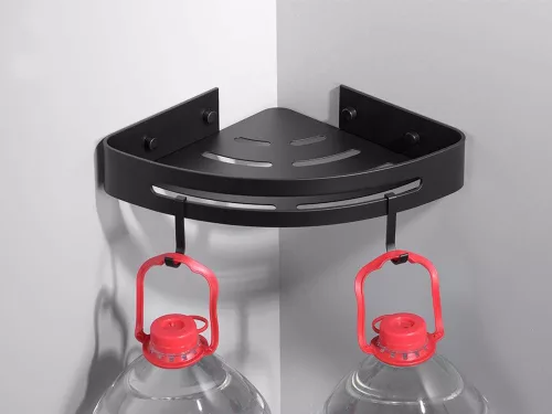 2 db loft stílusú fürdőszobai sarokpolc fekete v2