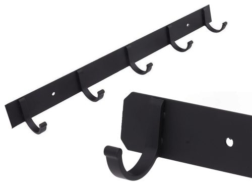 Fali ruhatartó állvány előszobába fürdőszobába 5 horgok fekete