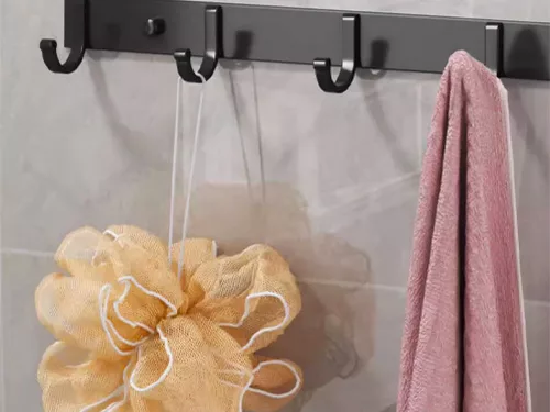 Fali ruhatartó állvány előszobába fürdőszobába 5 horgok fekete