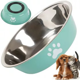 Kutya macskatál fém anti-slip 700ml zöld
