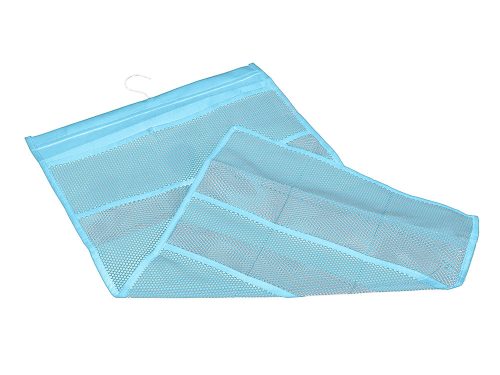 Fehérnemű-rendező akasztós gardrób kétoldalas 22 zsebes fogassal kék