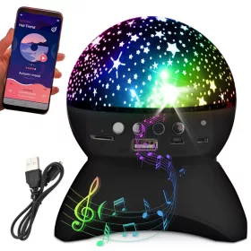   Star projektor éjszakai fény csillag led hangszóró bluetooth usb projektor fekete