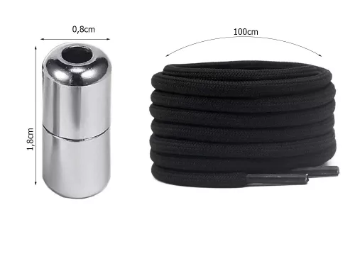 Cipőfűzők kötés nélkül, rugalmas gumifűző, 100 cm fekete