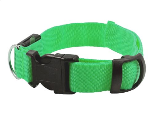 Led világító sötétítő nyakörv kutyák és macskák számára állítható 59cm zöld