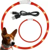 Led nyakörv kutyáknak és macskáknak vízálló állítható 47cm usb piros