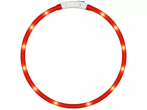 Led nyakörv kutyáknak és macskáknak vízálló állítható 47cm usb piros