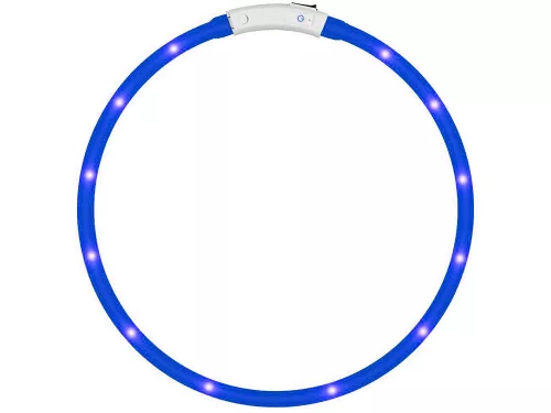 Led nyakörv kutyáknak és macskáknak vízálló állítható 47cm usb kék