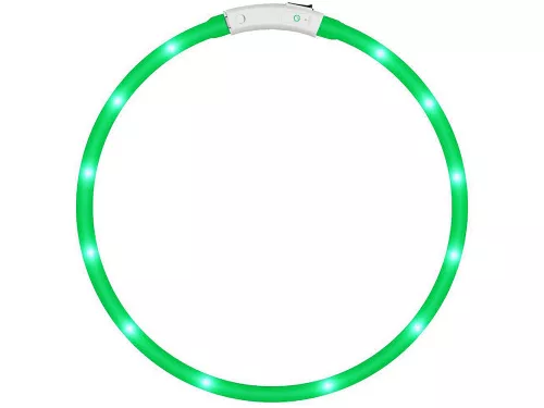 Led nyakörv kutyáknak és macskáknak vízálló állítható 47cm usb zöld
