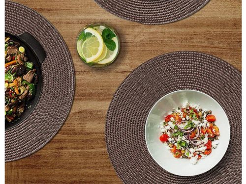 Kerek asztalterítő konyhai asztalra fonott asztali terítő barna