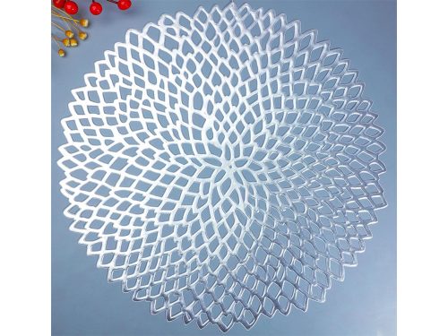 Kerek konyhai asztali terítő áttört dekoratív asztali szőnyeg ezüst