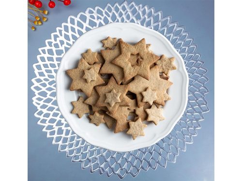 Kerek konyhai asztali terítő áttört dekoratív asztali szőnyeg ezüst