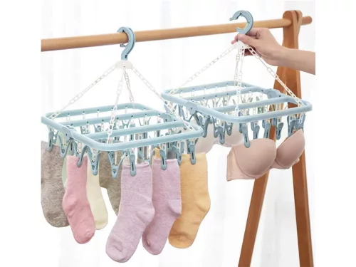 Zoknszárító alsóneműtartó 32x clips set fehér