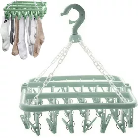 Zoknszárító alsóneműtartó 32x clips set zöld