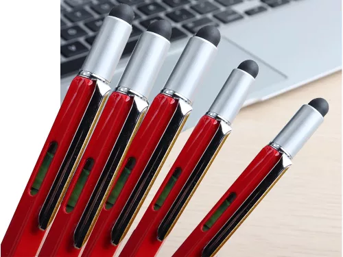 Multifunkciós toll csavarhúzó multiszerszám 6in1 vízmérték klipsz, piros