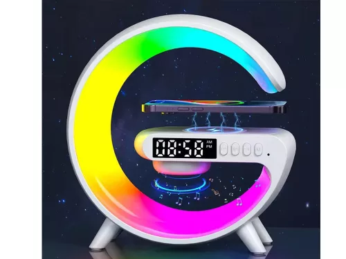 Led fény rgb játék töltő indukciós hangszóró ébresztőóra rádióóra v1