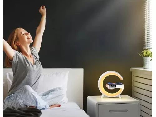 Led fény rgb játék töltő indukciós hangszóró ébresztőóra rádióóra v1