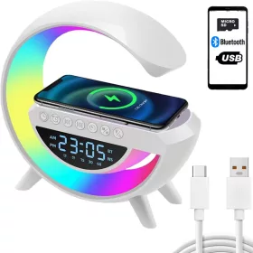   Led fény rgb játék töltő indukciós hangszóró ébresztőóra rádióóra v2