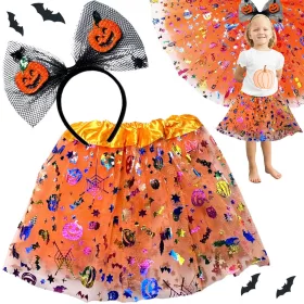   Halloween öltöztetős jelmez tütü szoknya tök fejpánt masni íj világító