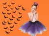 Halloween öltözködés jelmez szoknya denevér fejpánt fekete és lila