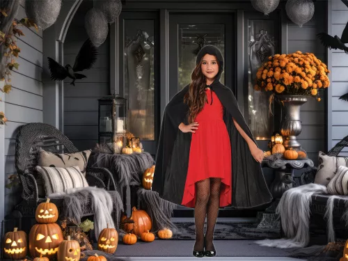 Köpeny halloween fekete csuklyás köpeny álruha jelmez gyermeknek