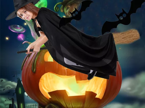 Köpeny halloween fekete csuklyás köpeny álruha jelmez gyermeknek