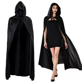   Köpeny halloween hosszú fekete köpeny csuklyával álruha jelmez jelmez jelmez