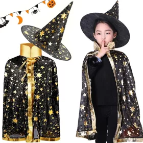 Álruha varázsló jelmez halloween köpeny kalap v2