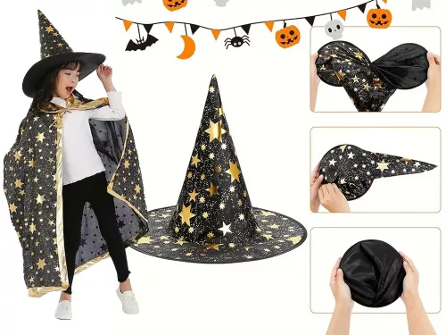 Álruha varázsló jelmez halloween köpeny kalap v1