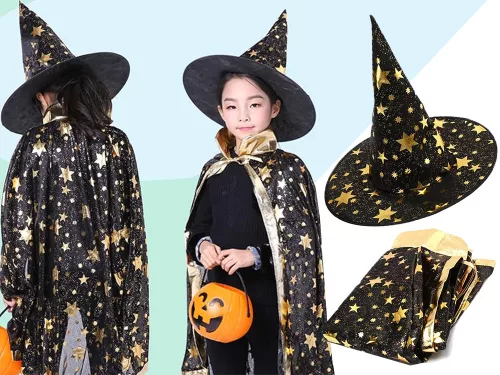 Álruha varázsló jelmez halloween köpeny kalap v1