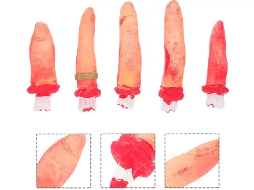 Hamis levágott ujjak halloween dekoráció 5 gumiból varrott ujjak