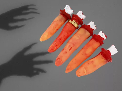 Hamis levágott ujjak halloween dekoráció 5 gumiból varrott ujjak