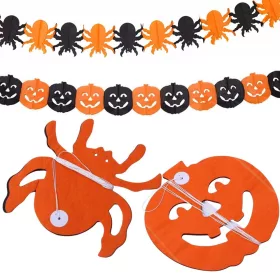   Dekoratív füzér halloween tök/pók papír hosszú 3 méteres dekorációs füzér