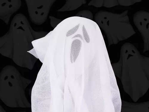 Halloween dekoráció lógó dekoráció szellem fehér sikoly csontváz szellem 65cm