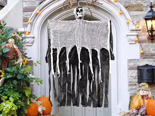 Halloween dekoráció függő dekoráció szellem csontváz halál koponya 80 cm